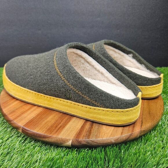 Olukai Hamani Hulu Mens 10 Green Wool Sheepskin Shearling Lined Slippers NEW main image 7